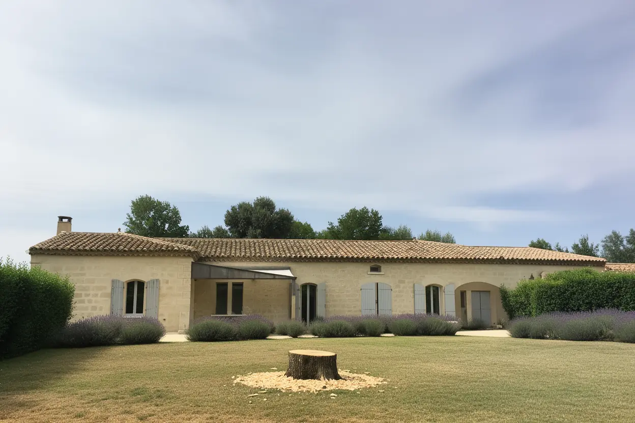 Emplacement dégagé après abattage à Noves