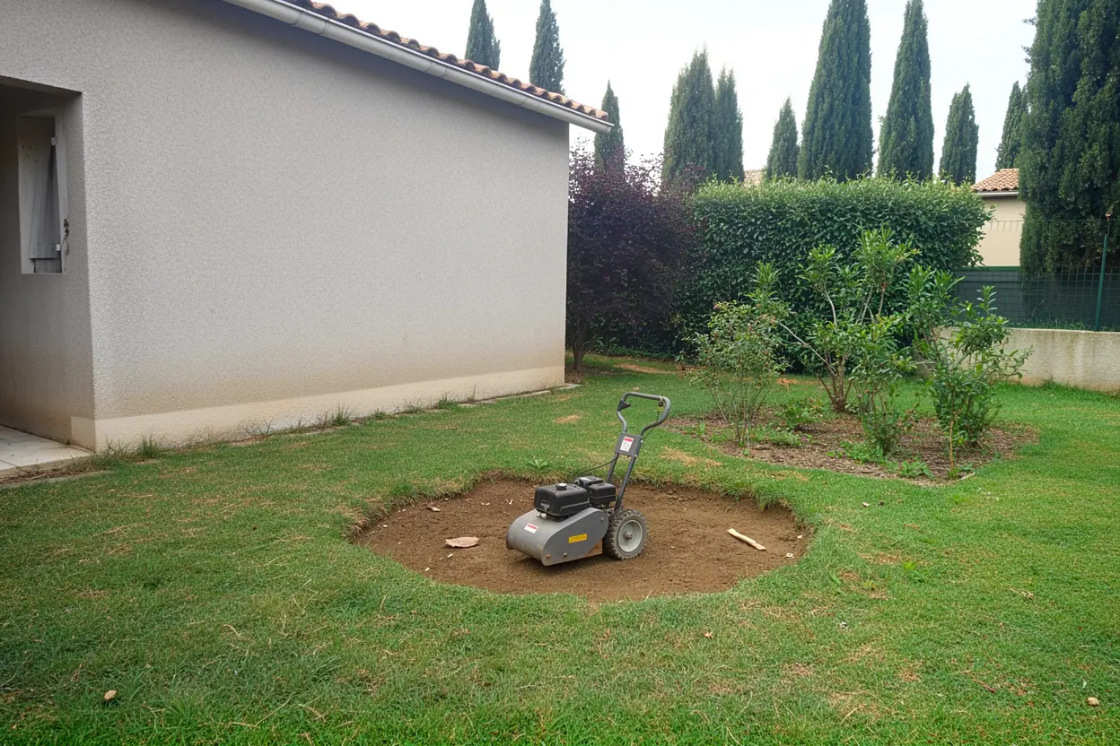 Sol dégagé après rognage de souche à Cavaillon