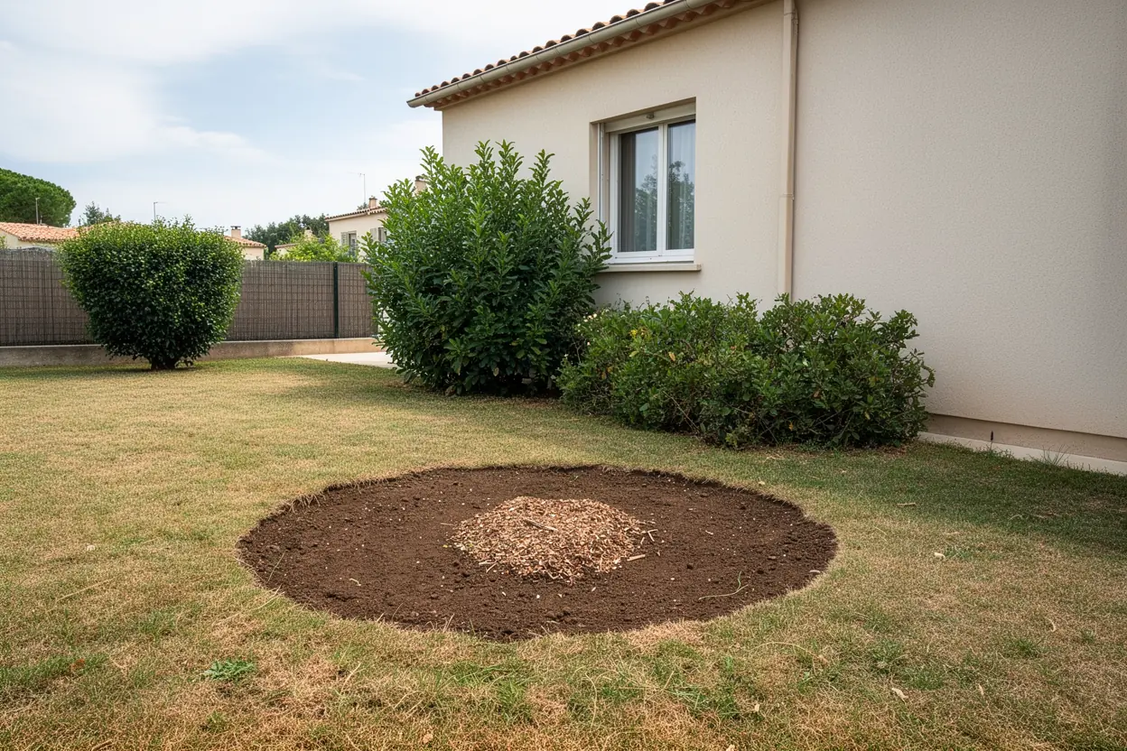 Rognage d’une souche après abattage après intervention