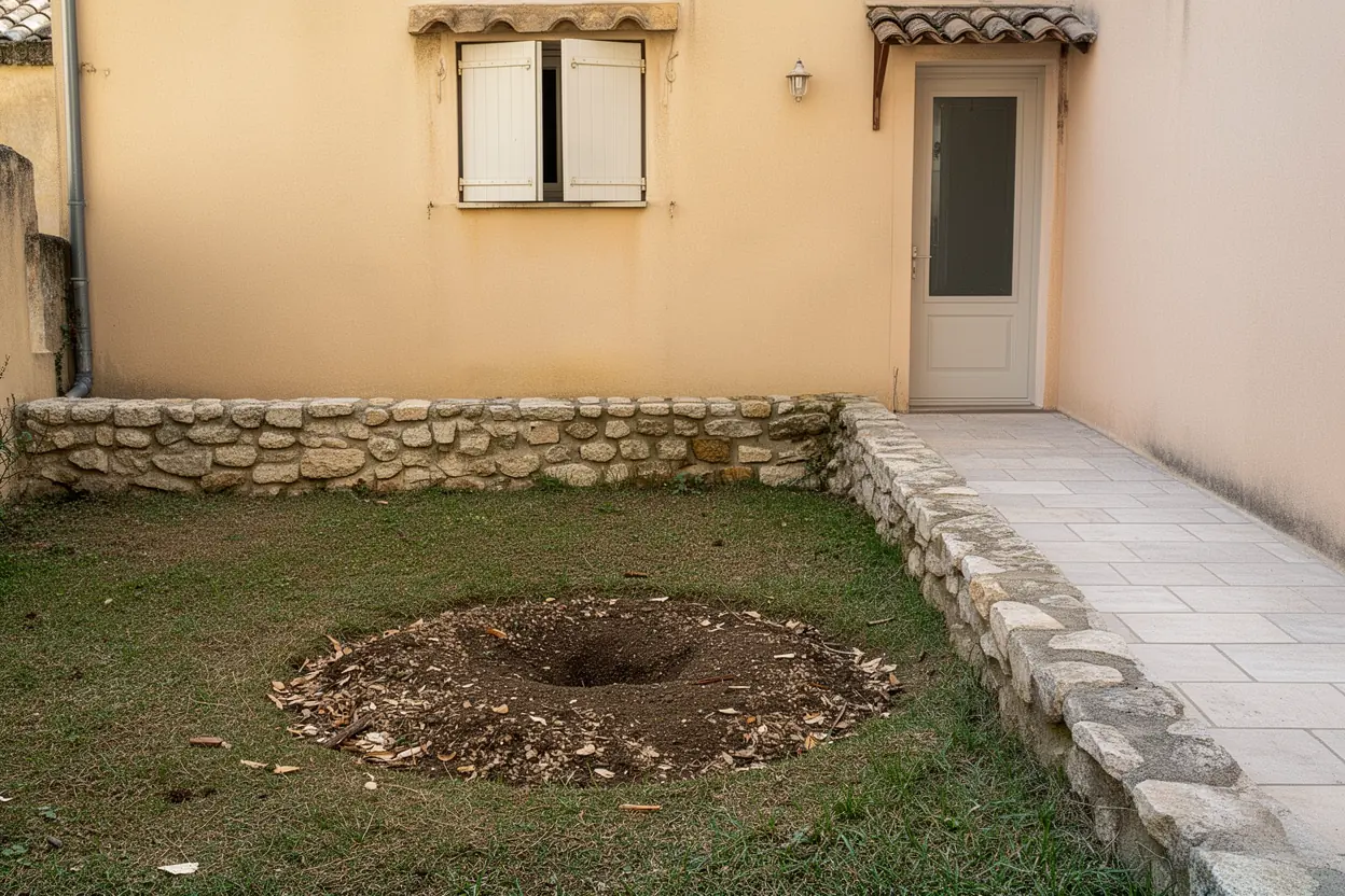 Cour libérée après rognage à Villeneuve-lès-Avignon