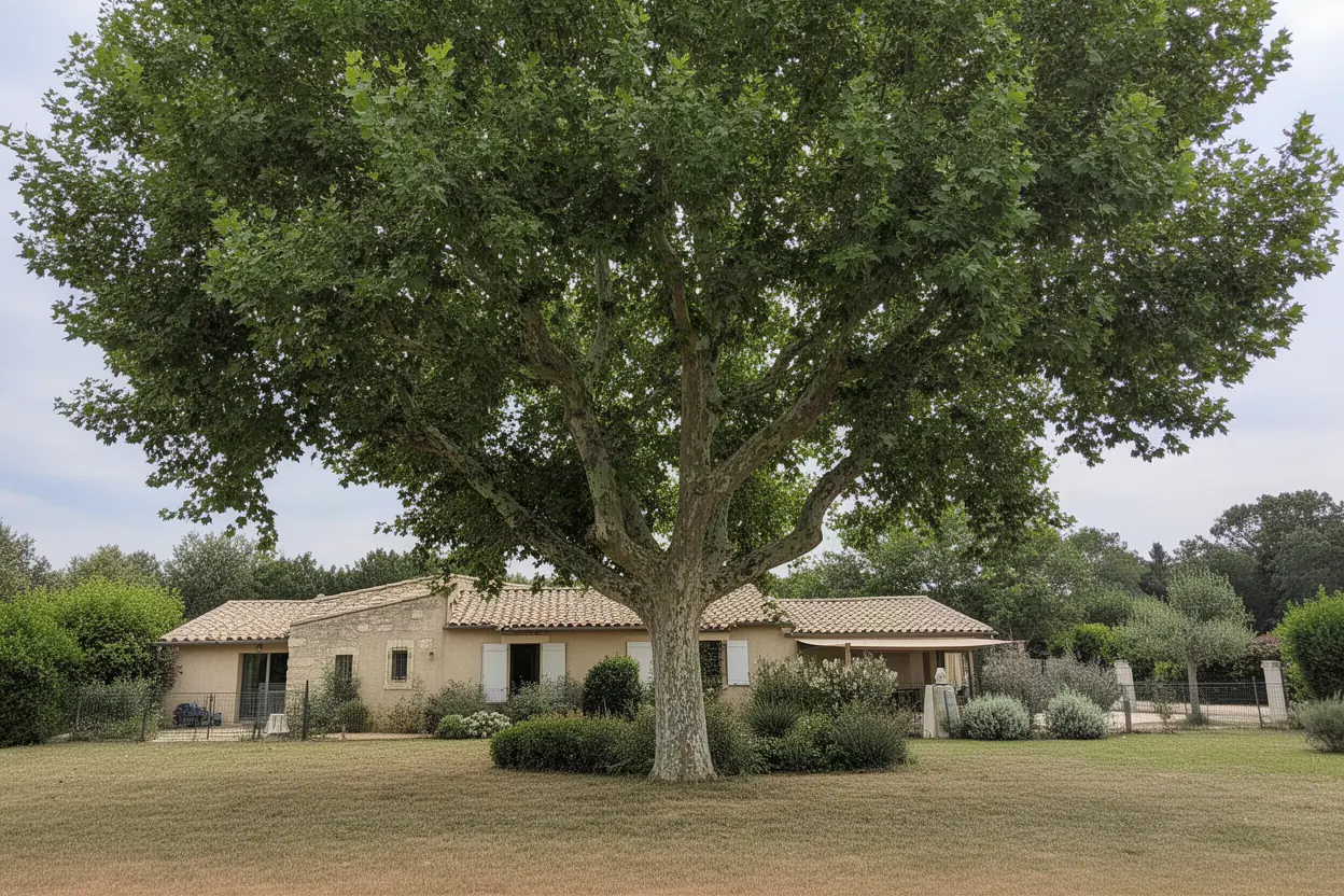 Platane dense avant taille sanitaire à Saint-Rémy-de-Provence
