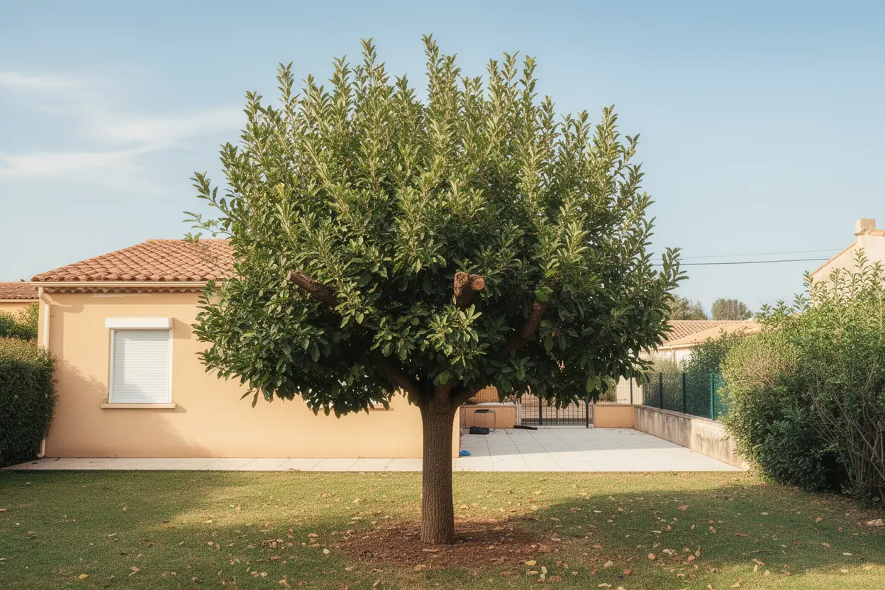Élagueur sécurisant un arbre dans un jardin à Avignon