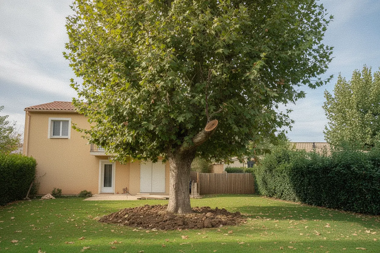 Pin allégé et aéré après la taille par grimpe à Morières-lès-Avignon