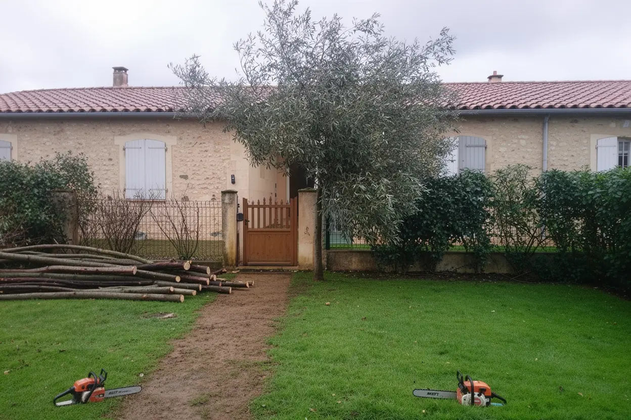 Arbre sécurisé, branches instables retirées et zone dégagée